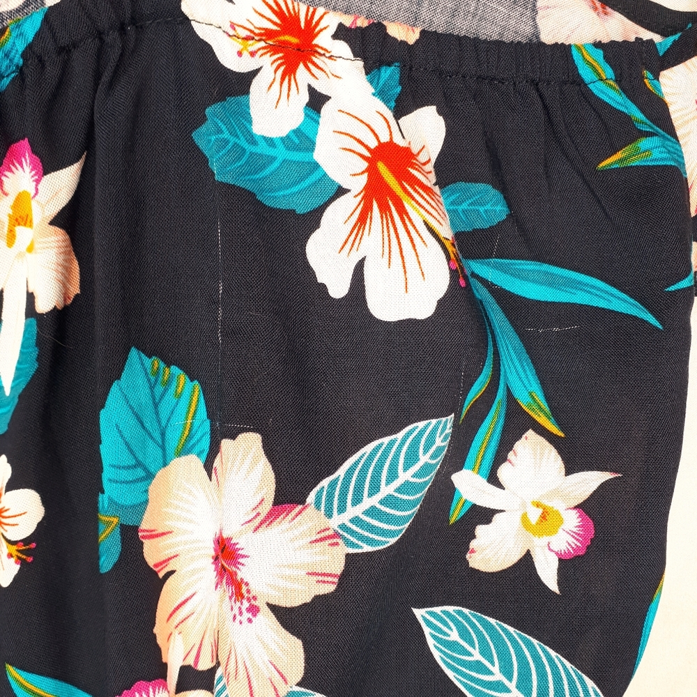 Crop Top Floral Print Ruffle Neck Spaghetti Strap - Picture 6 of 7